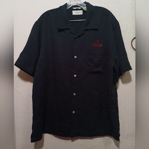 Cubavera Black Short Sleeve Men's Shirt with Red Embroidery